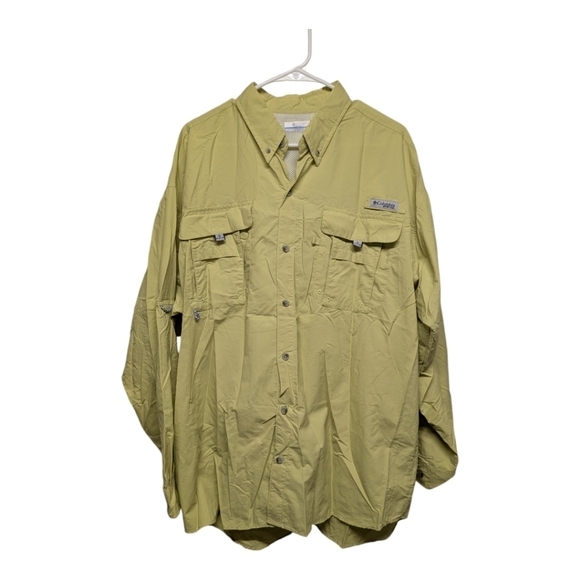 COLUMBIA PFG (XL) Men's Fishing Long Sleeve Button Down Shirt- Yellow Green - Picture 1 of 5